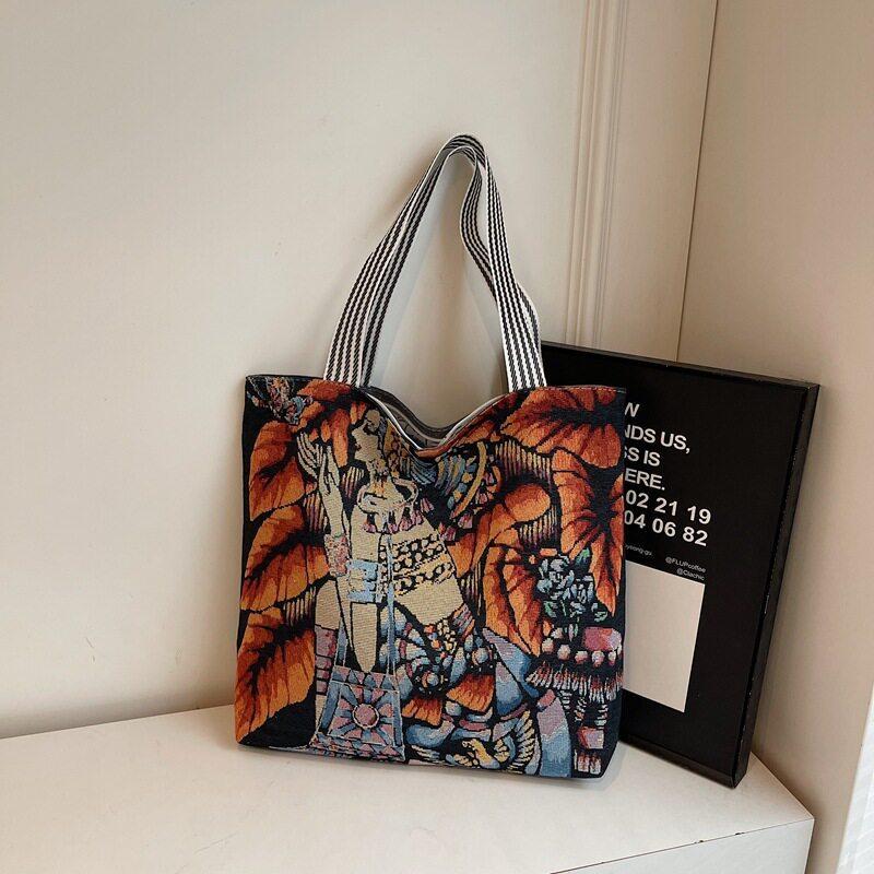 Canvas Bag With Embroidery For Casual Daily Use And Urban Style