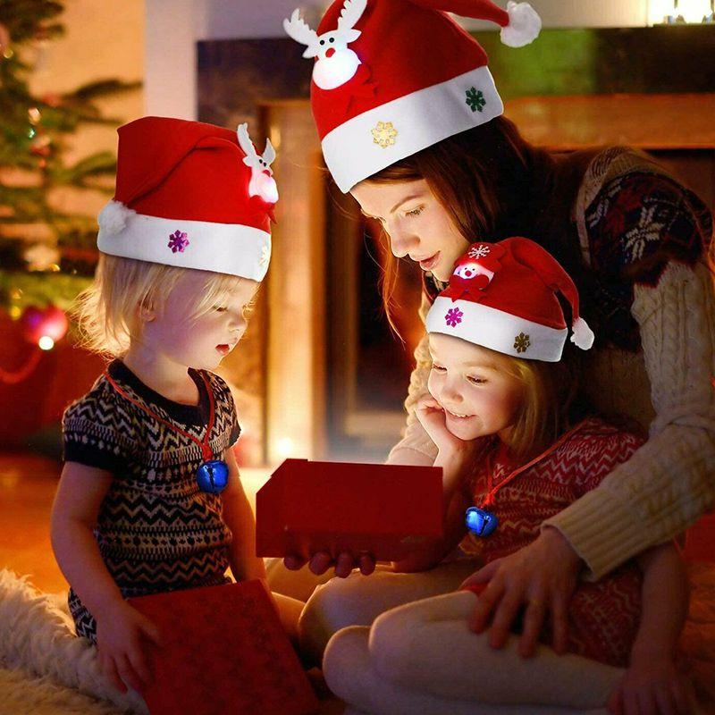 Light Kids Led  Adult Christmas Hat Santa Claus Snowman Reindeer Cap Xmas Gifts