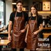 American Retro Cross-Neck Leather Apron: New Waterproof Style for Coffee Shops & Hairdressers