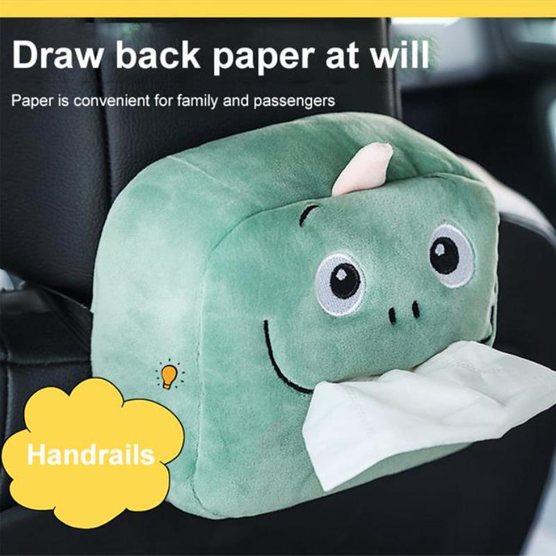 Green Dinosaur Tissue Box Cute Plush Removable Tissue Boxes Universal Auto Home Room Paper Case Animal Decoration Bracket