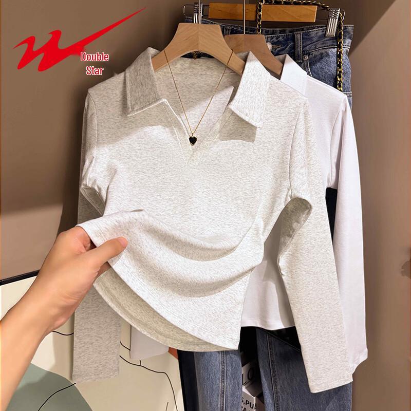 Women's Polo Collar Long Sleeve Slim Fit Top