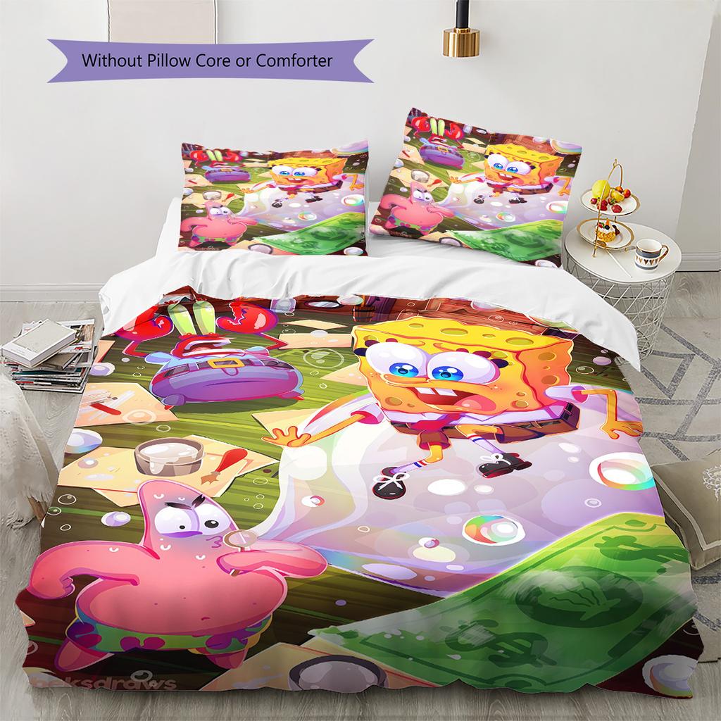 Animationsmuster Bettwäsche Bettdecke Set Bettbezug Kissenbezug Heimdekoration Geburtstagsgeschenk (1 Bettbezug + 2 Kissenbezüge, ohne Füllung)