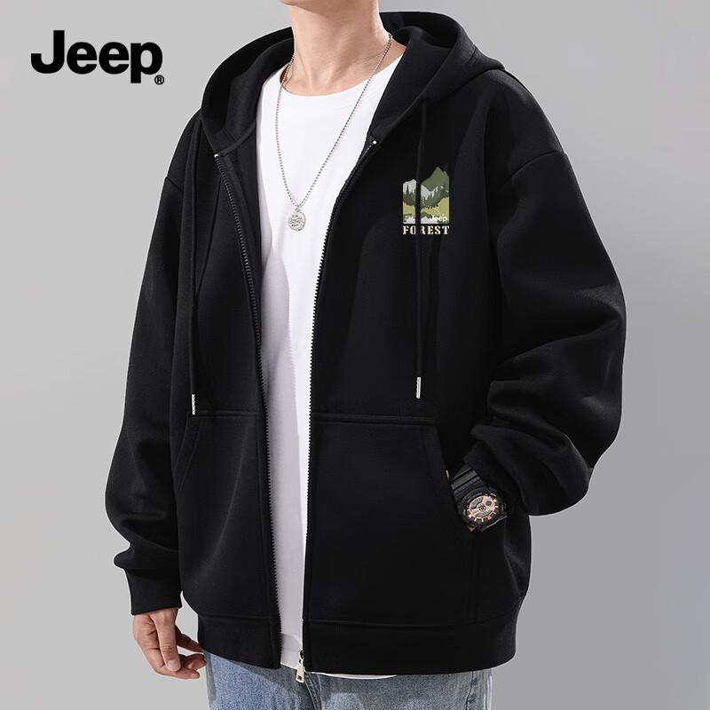 Jeep Men's Heavyweight Loose Fit Zip-Up Hoodie