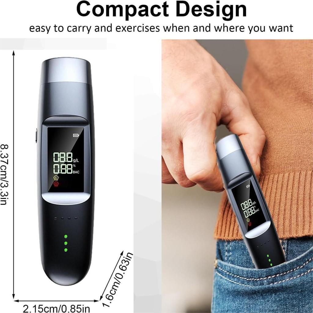 Portable Breathalyzer Certified Alcohol Test Professional Non-Contact Alcohol Tester with Digital LCD Display and Voice Alarm