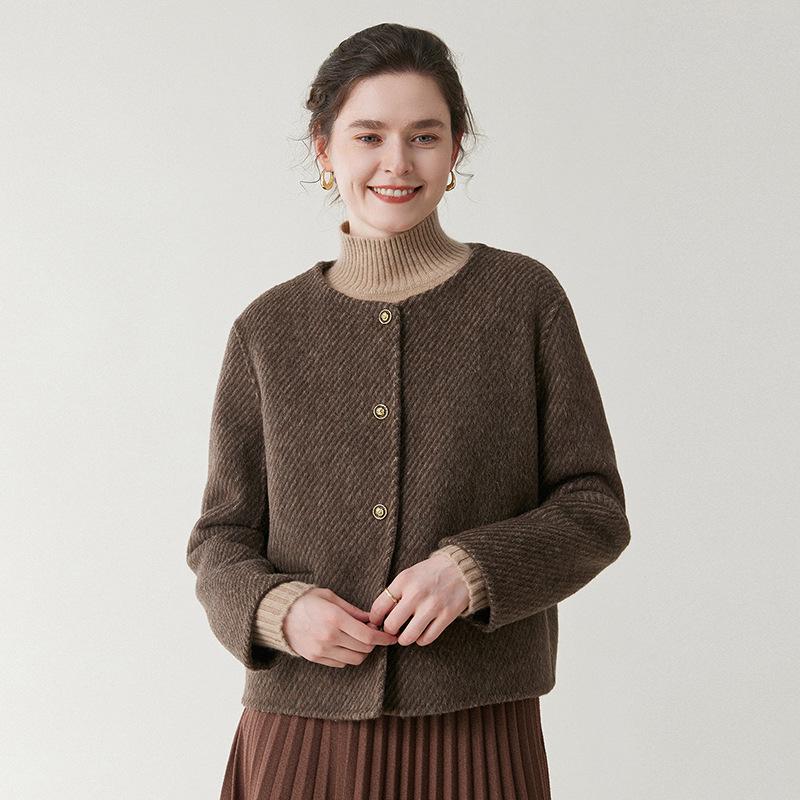 Damen Retro Wollmantel doppelseitig mit Metallschnalle - Kurz/Lang, Verdickt für Herbst/Winter