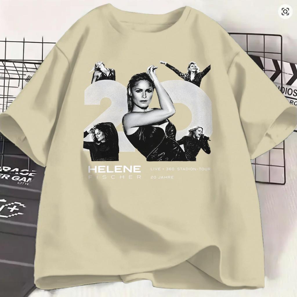 T-shirt Vintage Helene Fischer Unisex Girocollo Cotone T-shirt 360 Stadion Concerto Tour Musicale 2026 Manica Corta Taglie Forti