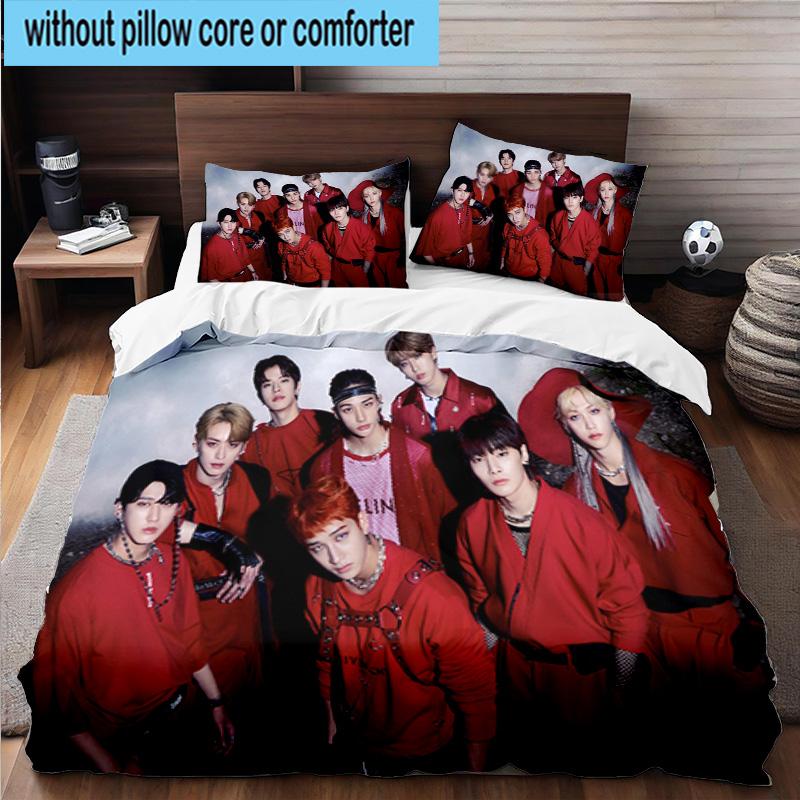 3PCS K-pop Group Stray 3pcs Bedding,Including 3PCS Duvet Cover And 2pcs Pillowcases Perfect for Christmas,Ideal for Bedroom, Dormitory