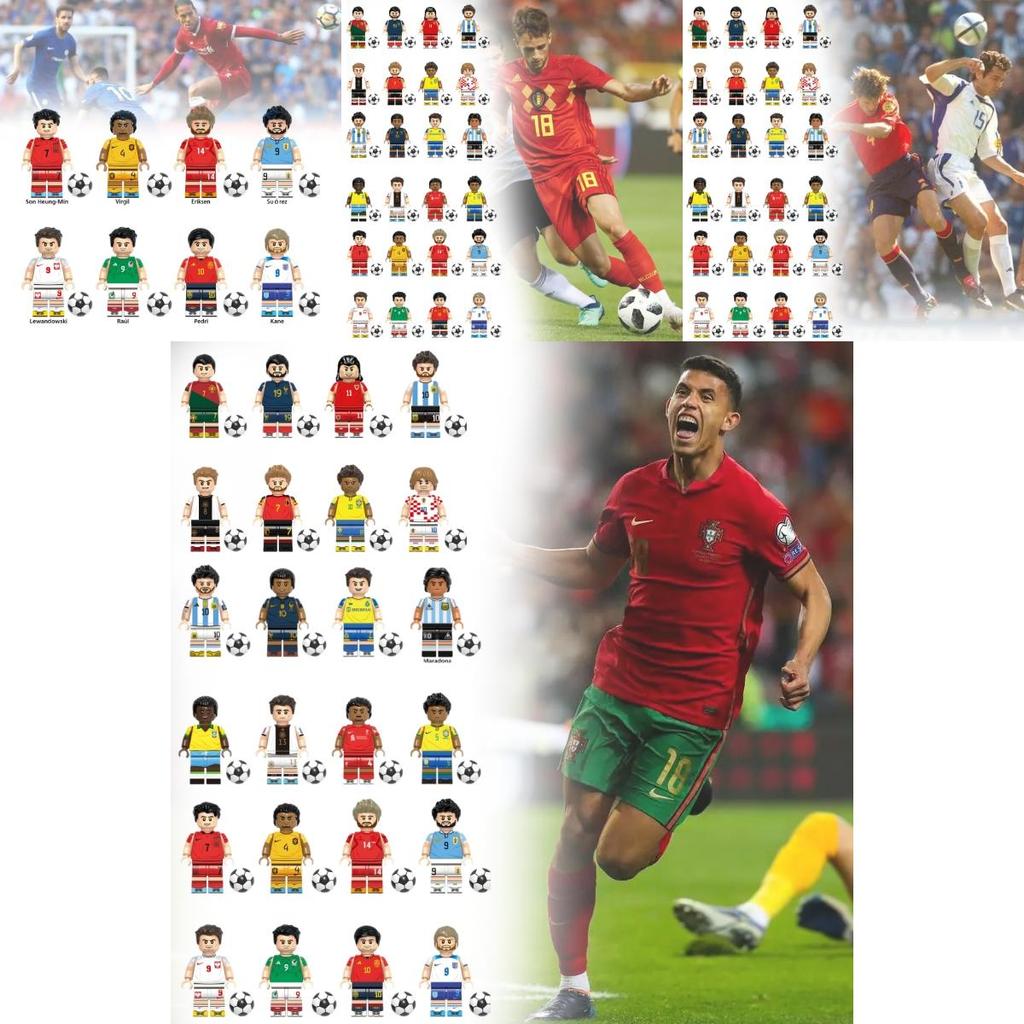 Colorful Football Star Wooden Minifigure Building Blocks Set For Kids With 50-100 Pieces