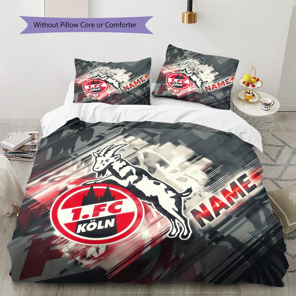 Nome Personalizzato 1. Set Copripiumino Trapuntato con Fantasia FC Köln Decorazione per la Casa Regalo (1 * copripiumino + 2 * federe senza imbottitura)