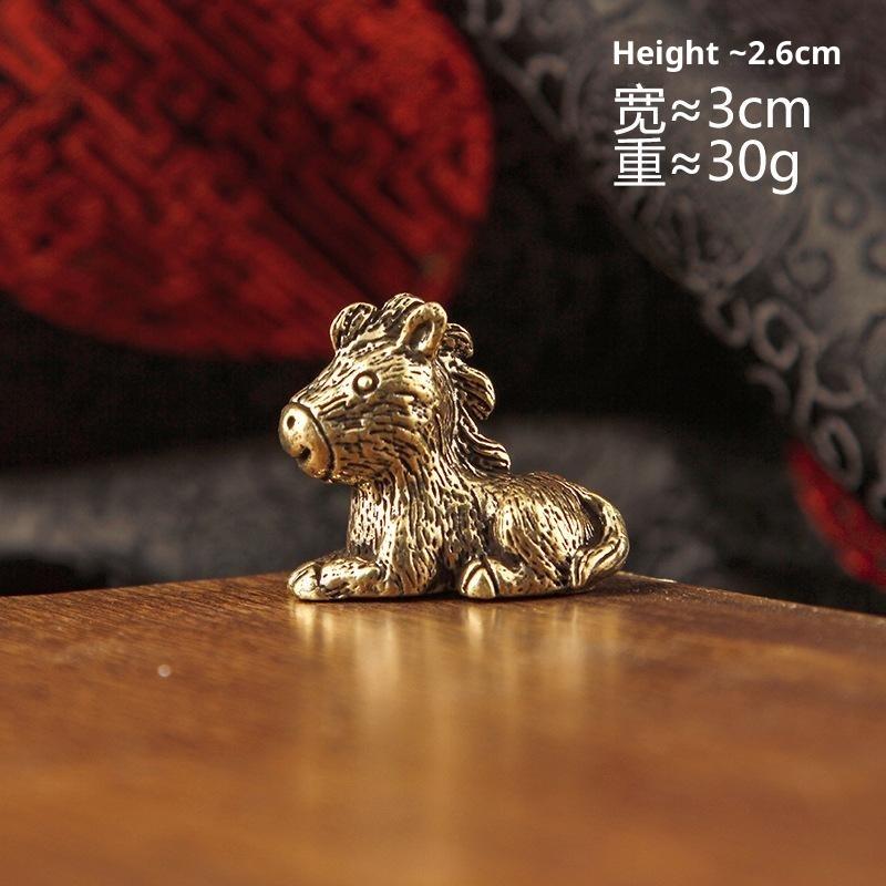 Brass 12 Zodiac Animal Head Sculpture Small Statue Desktop Ornaments Vintage Beast Figurines Mini Lucky Home Decorations Crafts