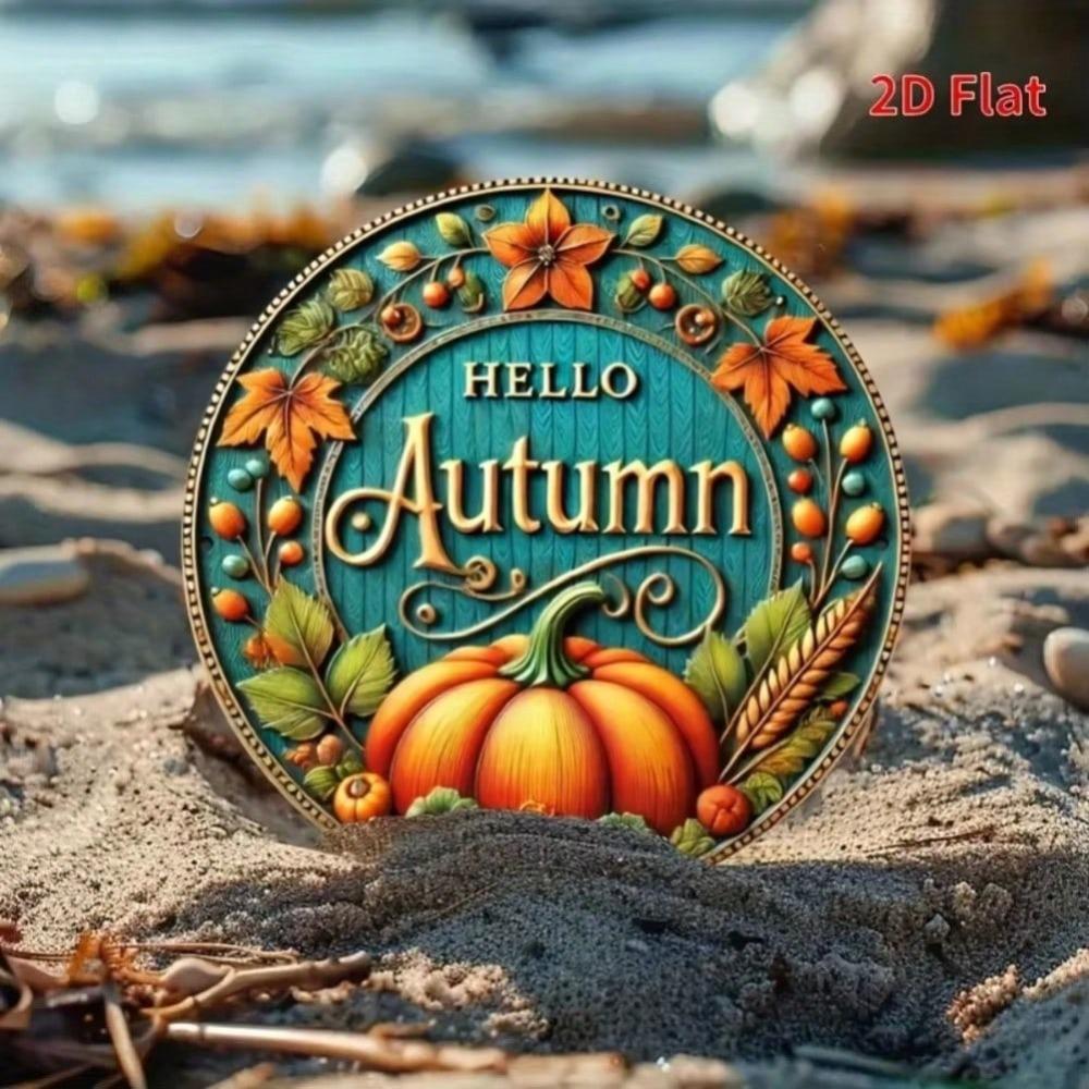 Aluminum Fall Sign Autumn Decor Wreath Accessory Halloween Home Wall Art