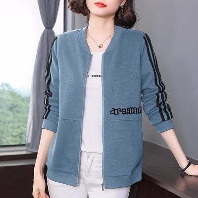 Lässige bestickte Jacke Damen Langarmjacke Baseballuniform-Oberteil