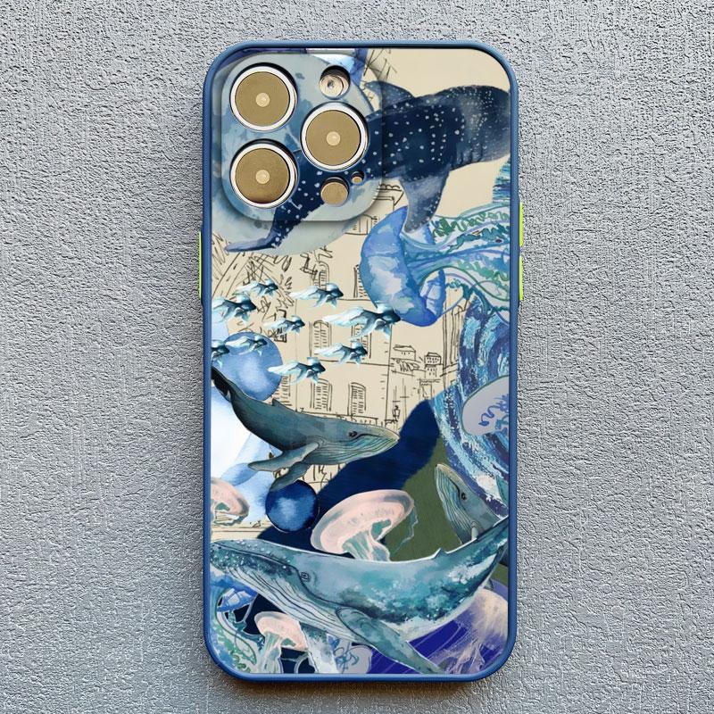 Ocean Whale Shark Swimming Phone Case Cover For iPhone 16 15 14 Plus Pro Max SE2 7 8 Plus XR XS X 11 12 13 Mini Pro Max Shells