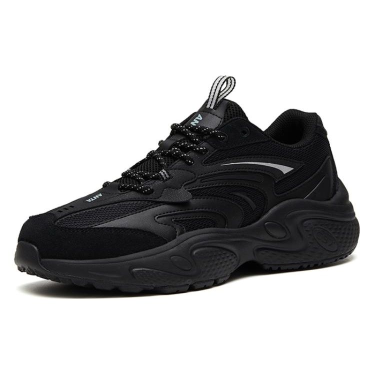 Anta Lifestyle Series Shock Absorbing Non-Slip Durable Low-Top Sports Casual Shoes Men Sneakers Black 912318890-4