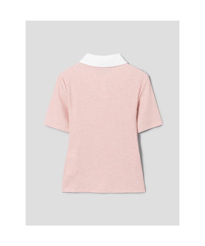 8SECONDS Collared Layered T-Shirt Light Pink