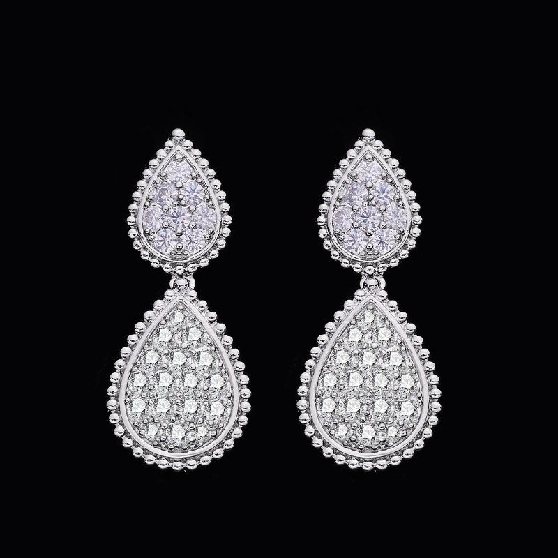 Stylish and Simple Zircon Necklace Earrings Set Copper Plated Party Banquet Popular Accessories Women