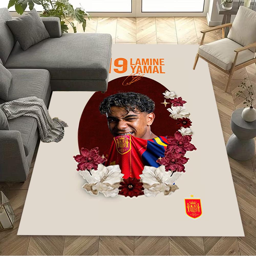 Lamine Yamal's Dynamic Soccer Celebration Area Rug Suitable for Kitchen Hallway Decorate room Dining Room Anti-slip Rug Anime Office Decor