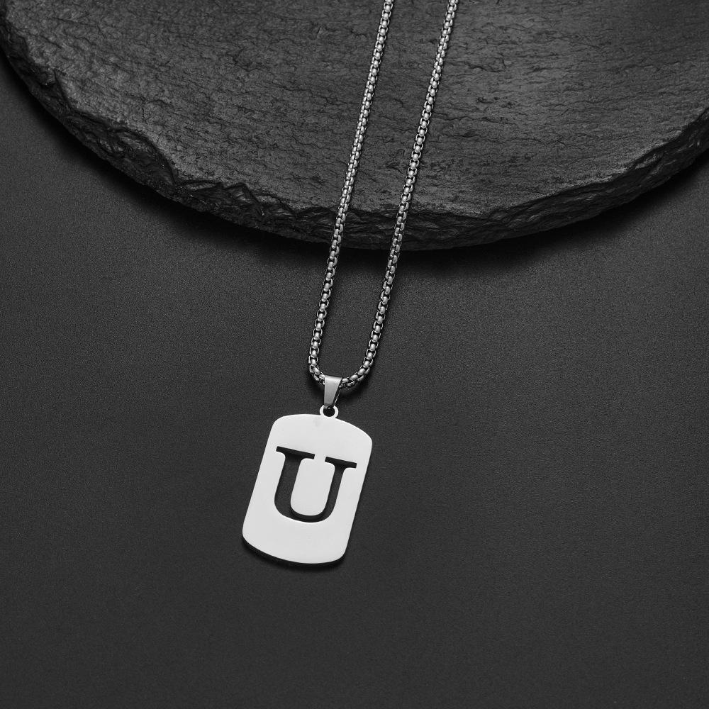 Unisex Stainless Steel English Alphabet Necklace - Niche Design, Simple, Versatile Long Chain for Hoodies