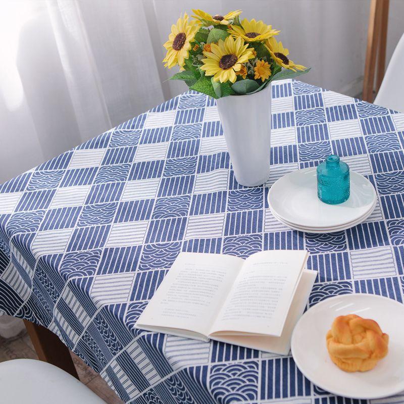 

Japanese Style Retro Xiangyun Cotton Linen Dining Table Fabric Decoration Zen Seigaiha Artsy Japanese Book Tablecloth Coffee Table Cover Cloth Wind Square 90*140