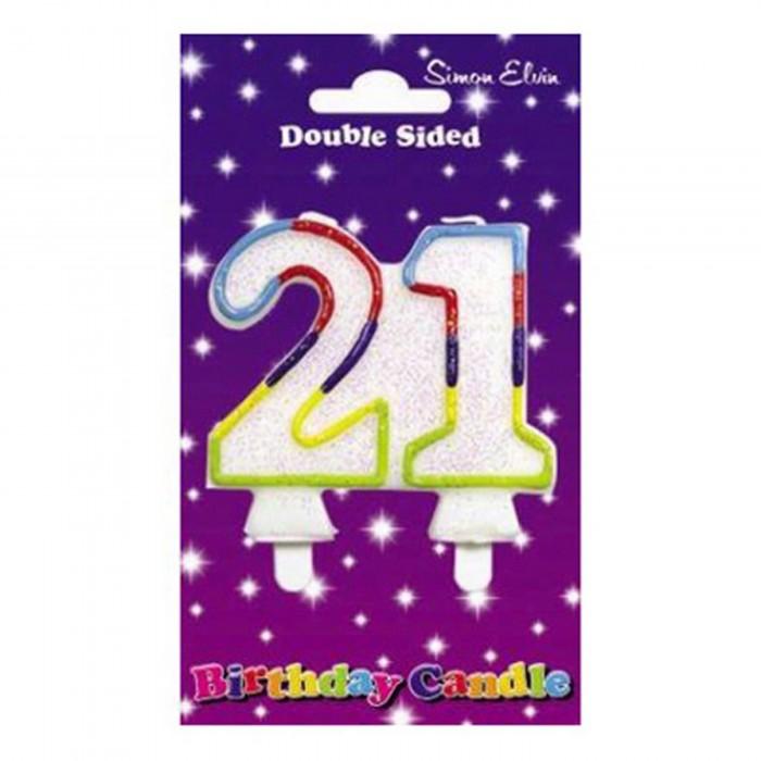 Simon Elvin Double Sided 21st Birthday Candle (Pack Of 6)