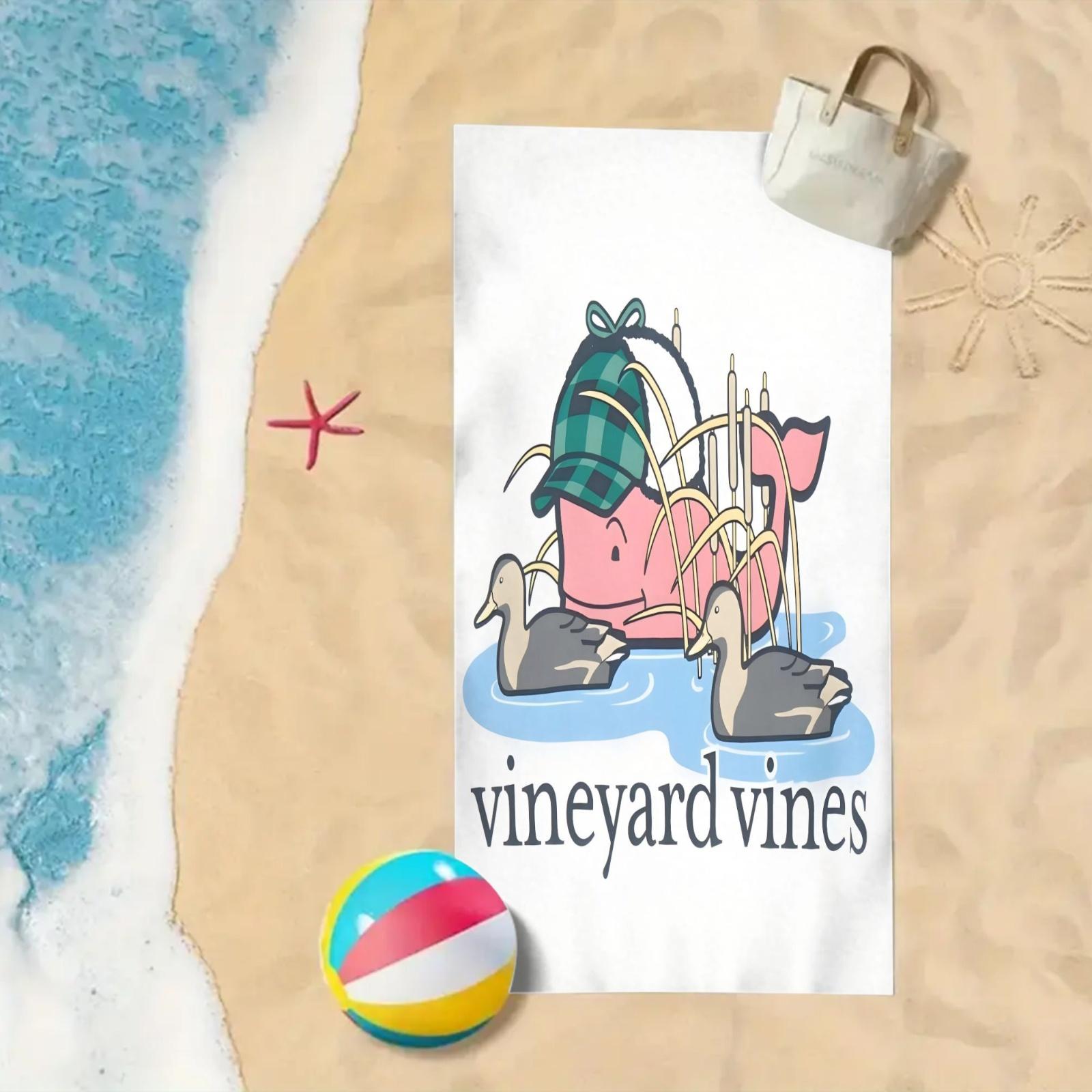 

Vineyard Vines Hunting Whale Beach Towel Single Sided 2D Print Soft Microfiber Absorbent Towel For Pool Beach Bath Time Outdoor W40*H60(CM)