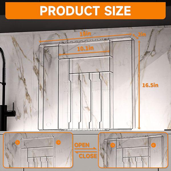Expandable Kitchen Utensil Drawer Organizer Transparent Acrylic Cutlery Organizer Clutter Divider Drawer Silverware Organizers