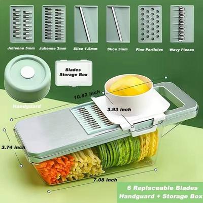Popular 6 - In - 1 Veggie Slicer Mandoline: 6 Blades To Slice, Julienne & Shred Vegetables with Ease