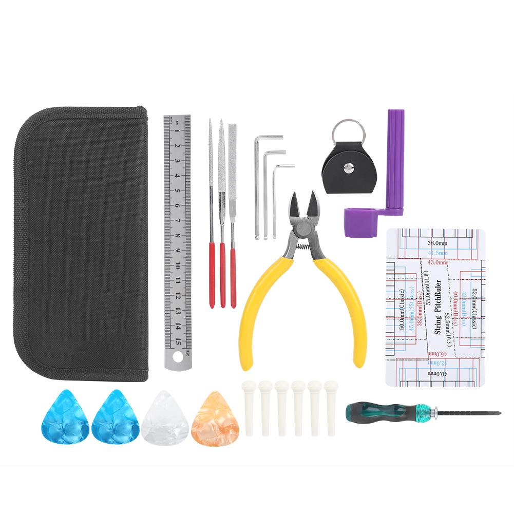 22Pcs Set Metal Guitar Repairing Maintenance Tool Kit Musical Instruments Accessory
