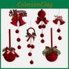 Tree Christmas Bell Decor Red Velvet Material Festive Home Window Embellishments