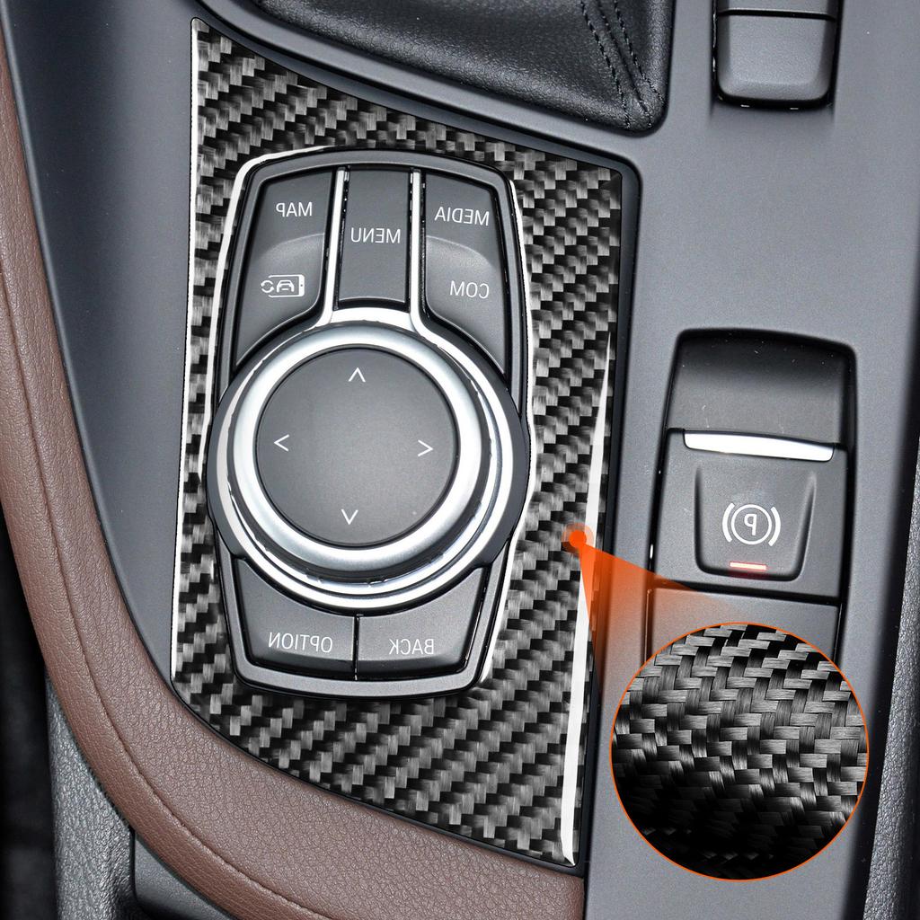 For BMW X1 F48 X2 F39 2016-2025 Real Carbon Fiber Sticker Gear Shift Multimedia Knob Panel Car inside decorative Accessories