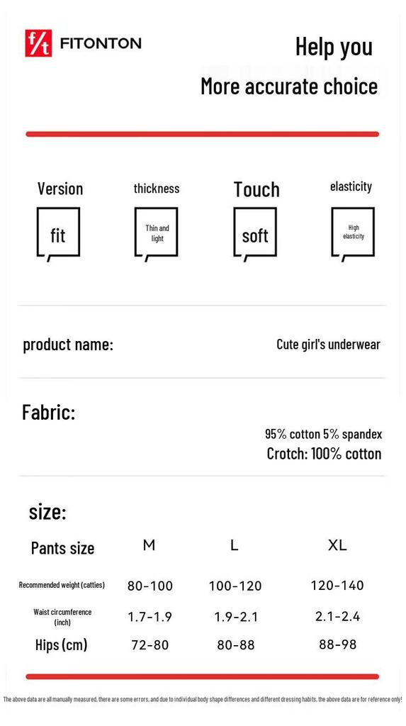 FitonTon Girls' Pure Cotton Antibacterial Briefs
