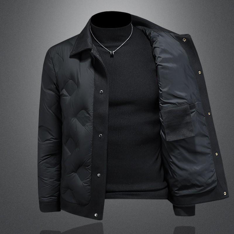 Mens Winter Warm Down Jacket With Stand Collar Casual Stylish Outerwear 86-90% Duck Fill