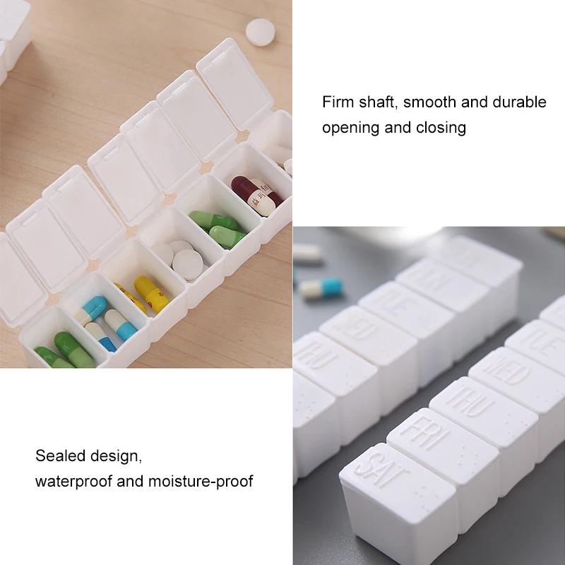 1 Stuk 7 Dagen Mini Medicijndoos Wekelijkse Tablet Houder Opberg Organizer Container Doosje 7 Vakjes Verdelers Draagbare Afgesloten Pillendoosje