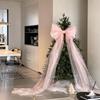 Oversized Christmas Bow Ornaments multicolor Shiny Giant Bow Hanging Decoration with Long Streamers Pearlescent Bowknot Ornament