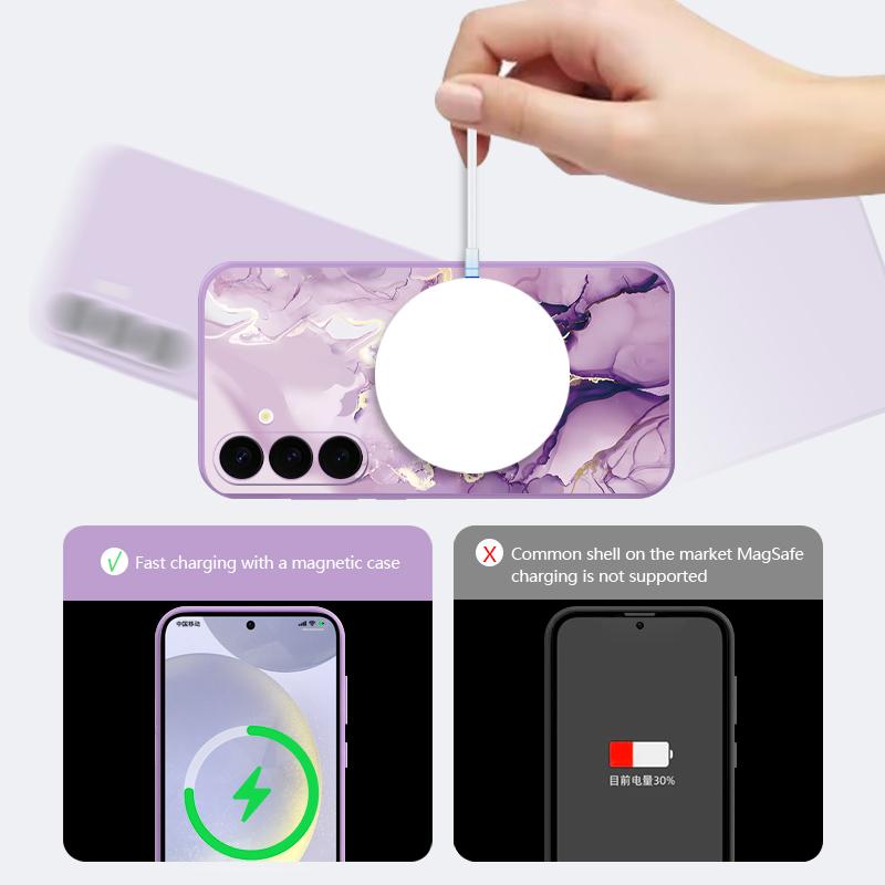 For Samsung Galaxy S25 Ultra S24 S22 Plus S23 S21 A56 A36 A16 A55 Marble Pattern Shockproof Tpu Soft For Magsafe Magnetic With Lanyard Slim Case Cover