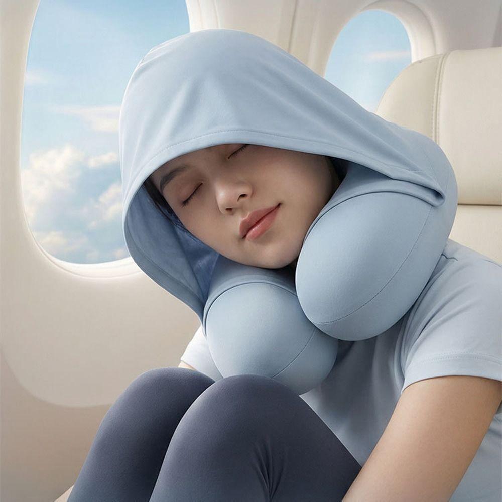 Slow Rebound U-Shaped Neck Pillow Foldable Design Ice Silk Neck Rest Cushion Long Flights