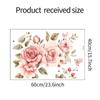 Watercolor Pink Romantic Rose Flower Leaves Bedroom Headboard Wall Decoration Wall Stickers