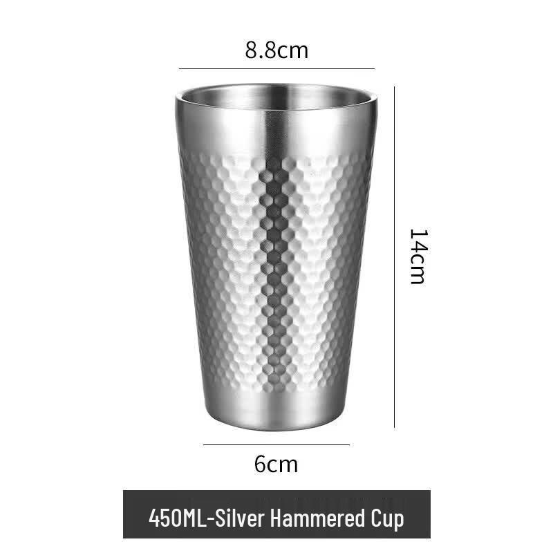 Shangqi Diamond Stainless Steel Double-Layer Beer Mug (Set of 2)