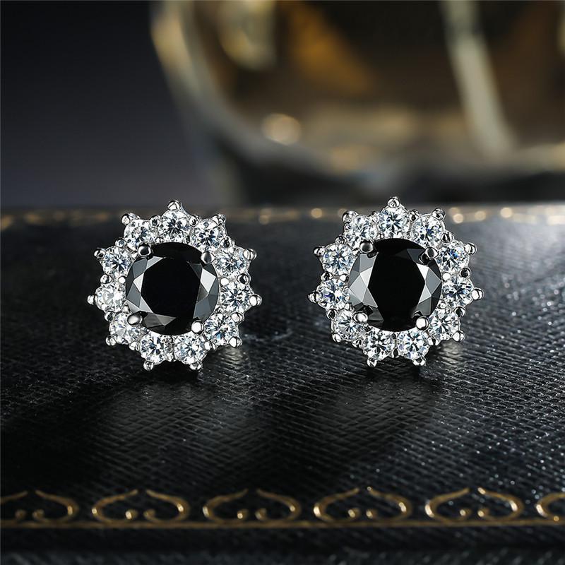 Snowflake Pink Diamond Zircon Sunflower Earrings for Women