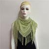 Women's Hollowed Knitted Triangular Scarf Imitation Cashmeres Soft Winter Shawl Wrap Neckerchief Blanket with Fringes