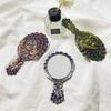 Peacock Open Screen Retro Small Mirror with Metal Handle Handheld Cosmetic Comb