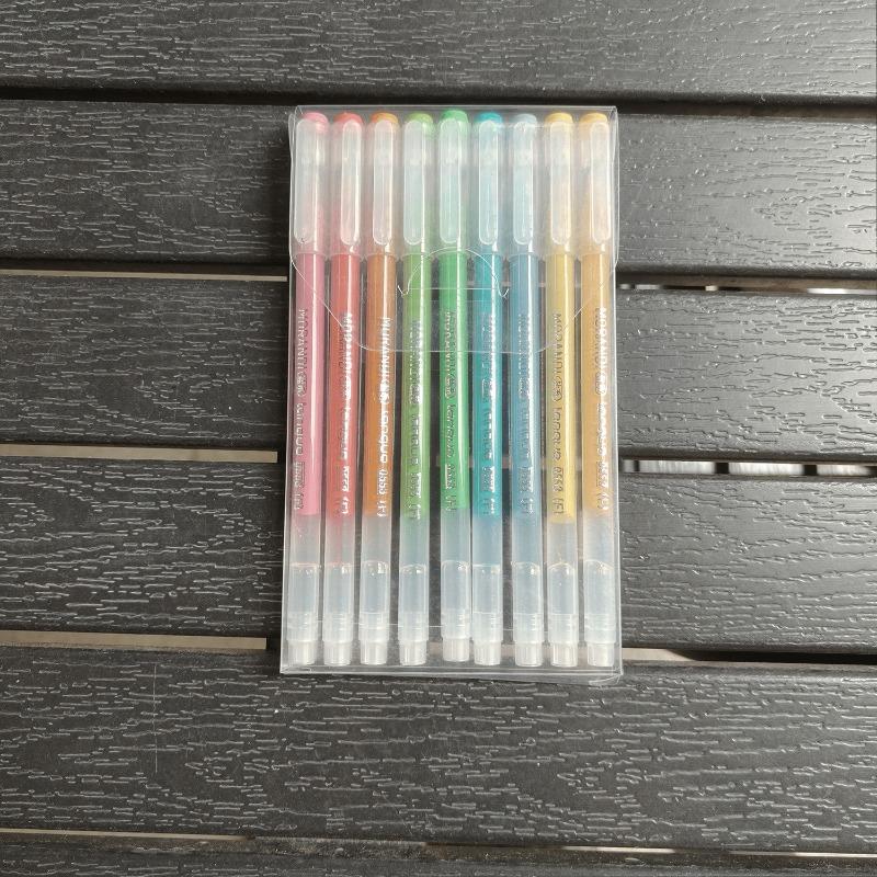 9-Color Gel Pen Set - Large Capacity Fluorescent Markers for Journaling, Note Taking, Drawing & Office Supplies