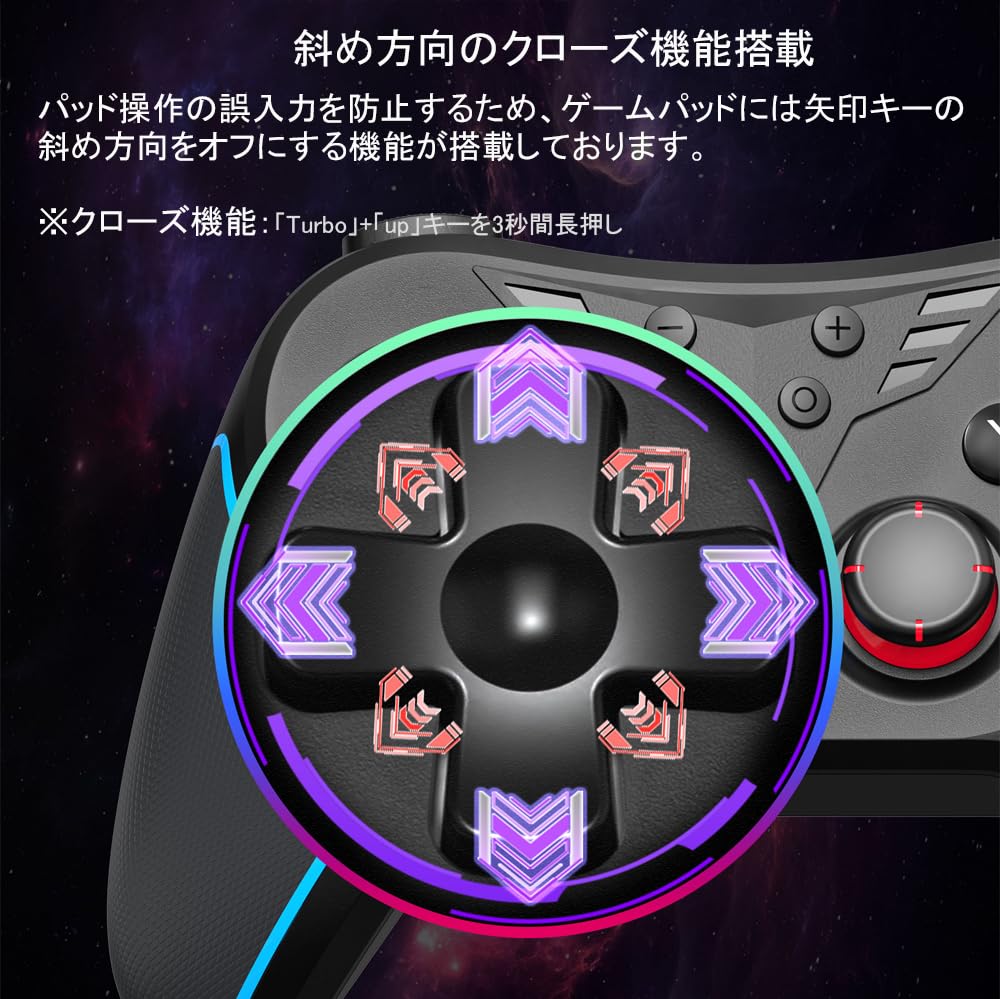 QISI Switch Controller with Hall Rear OLED Model Wireless Bluetooth and Gyro Sensor 2/Switch Effect, Buttons, Compatible, Connection, Vibration,