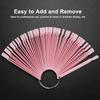 100Pcs   Bag Fan False Nail Tip Stick Palette Manicure Polish Gel Display Practice Tools(Pink)