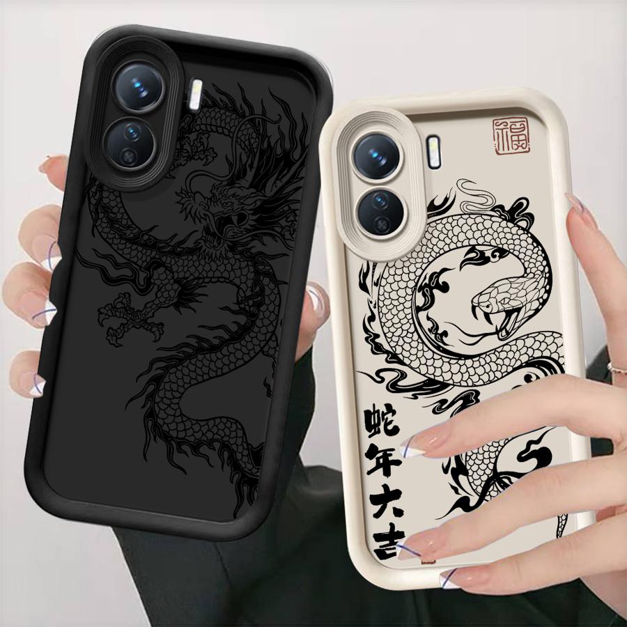 Phone Case for Xiaomi Redmi Note 14 11 12 13 Pro Plus 10Pro 11Pro 11S 12S 12Pro Soft Cover Shell Black Dragon Snake