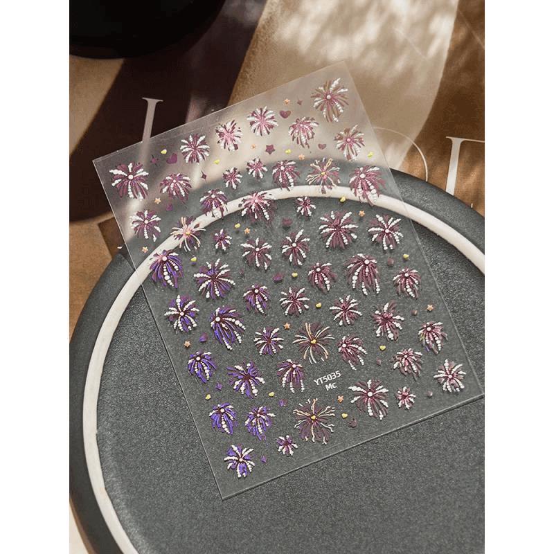 

High-End 3D Colorful New Year Nail Stickers - Luxury Red Bling Decoration No specifications