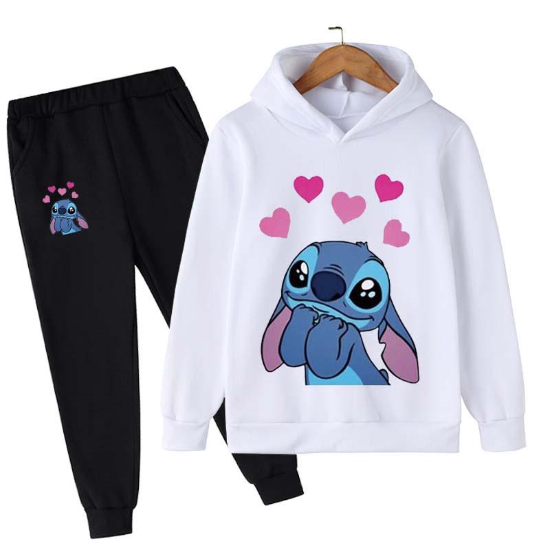 2025 MINISO Stitch Hoodies+Pants Sets Children 1-16 Years Suit Boys Tracksuits Kids Brand Sport Suits Little Monster Hoodies Tops +Pants 2pcs Set
