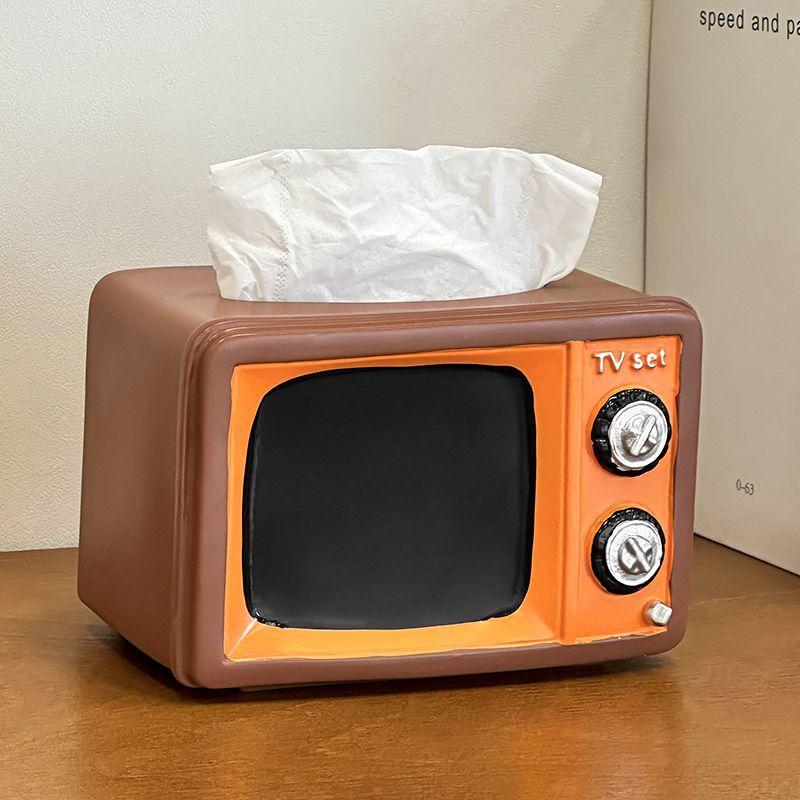 Retro Resin Tv Tissue Boxex Home Living Room Tissue Case Kitchen Countertop Tissue Storage Multifunctional Napkin Storage Boxes