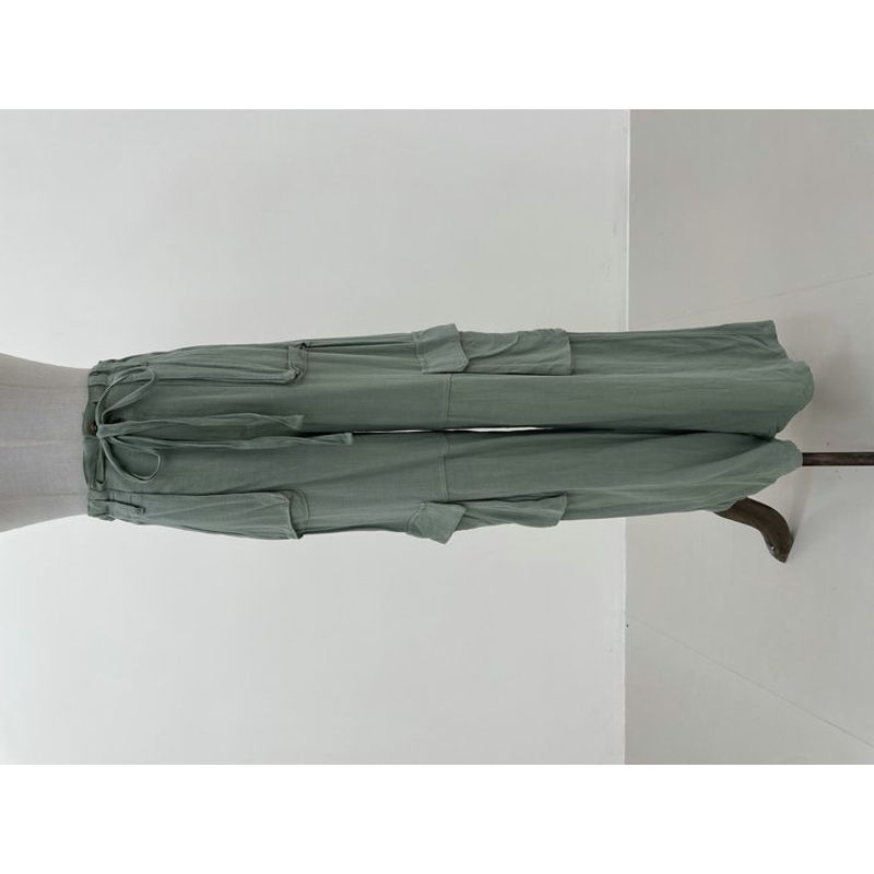 

2025 Summer New Arrival Leisure Commute No Lack of Tonality Pure Color Series Casual Working Pants Strap Linen Pants 1 Color M