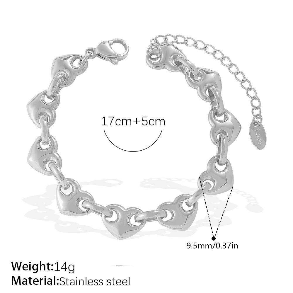 Simple Temperament Hollow Love Earrings Bracelet Necklace Light Luxury High-End Set